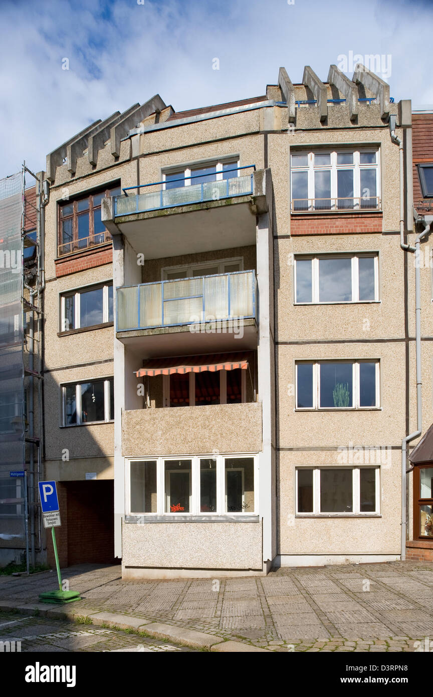 Halle / Saale, Deutschland, DDR vorgefertigte Gebäude in der Stadt Halle Stockfoto