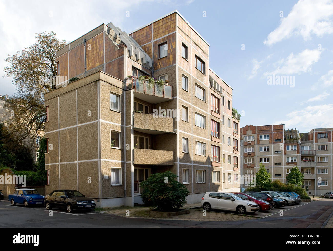 Halle / Saale, Deutschland, DDR vorgefertigte Gebäude in der Stadt Halle Stockfoto