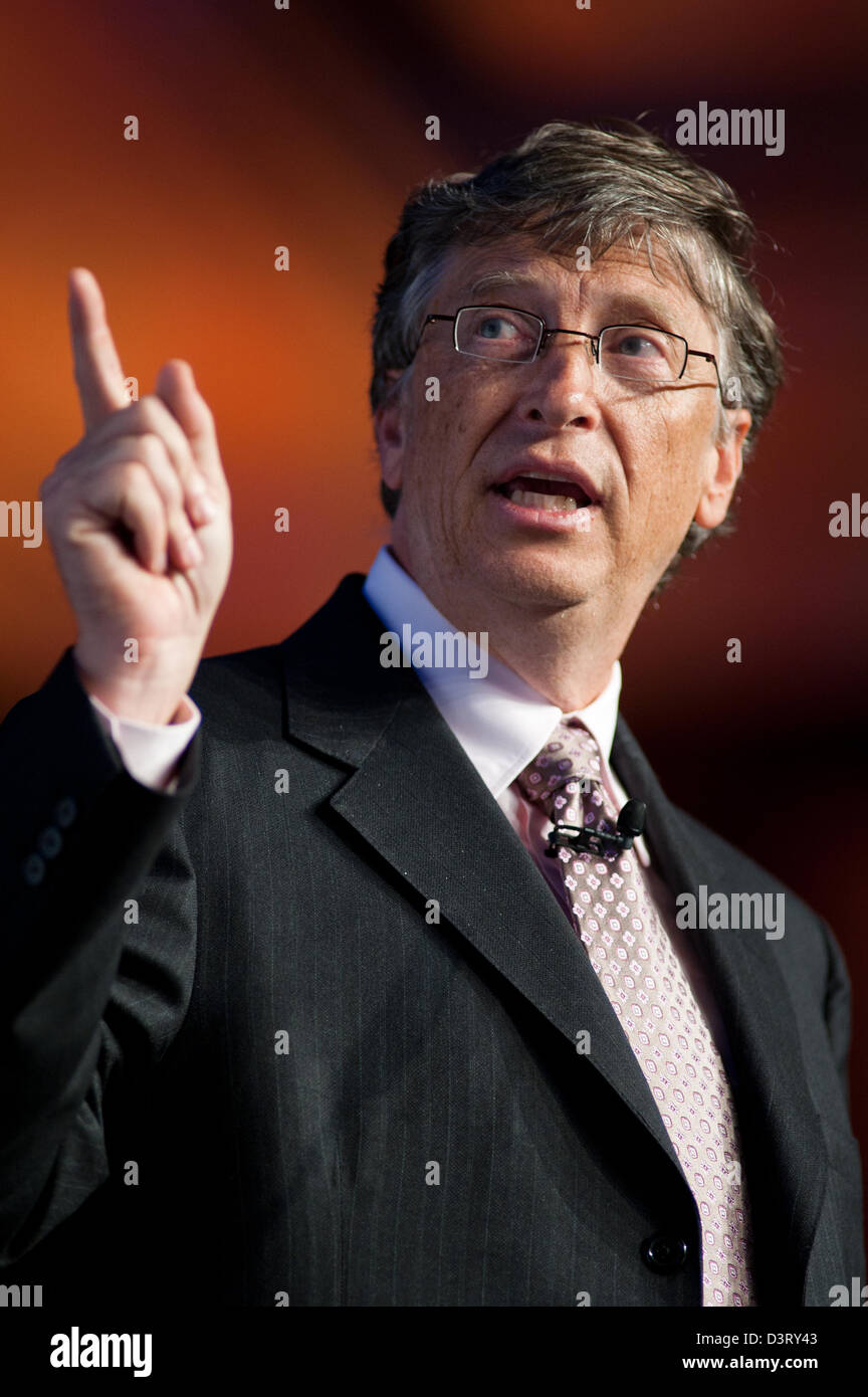 Berlin, Deutschland, Bill Gates während eines Vortrags Stockfoto