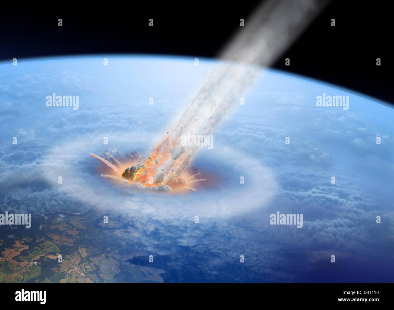 Asteroiden-Einschlag auf der Erde Stockfoto