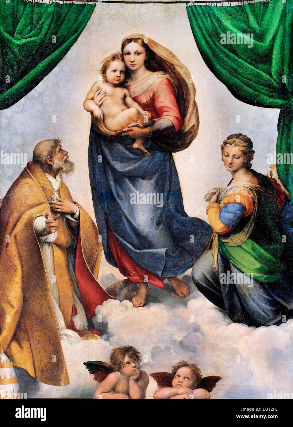Raffael, Sixtinische Madonna 1513 – 1516 Öl auf Leinwand. Gemäldegaleriel Alte Meister, Dresden Stockfoto