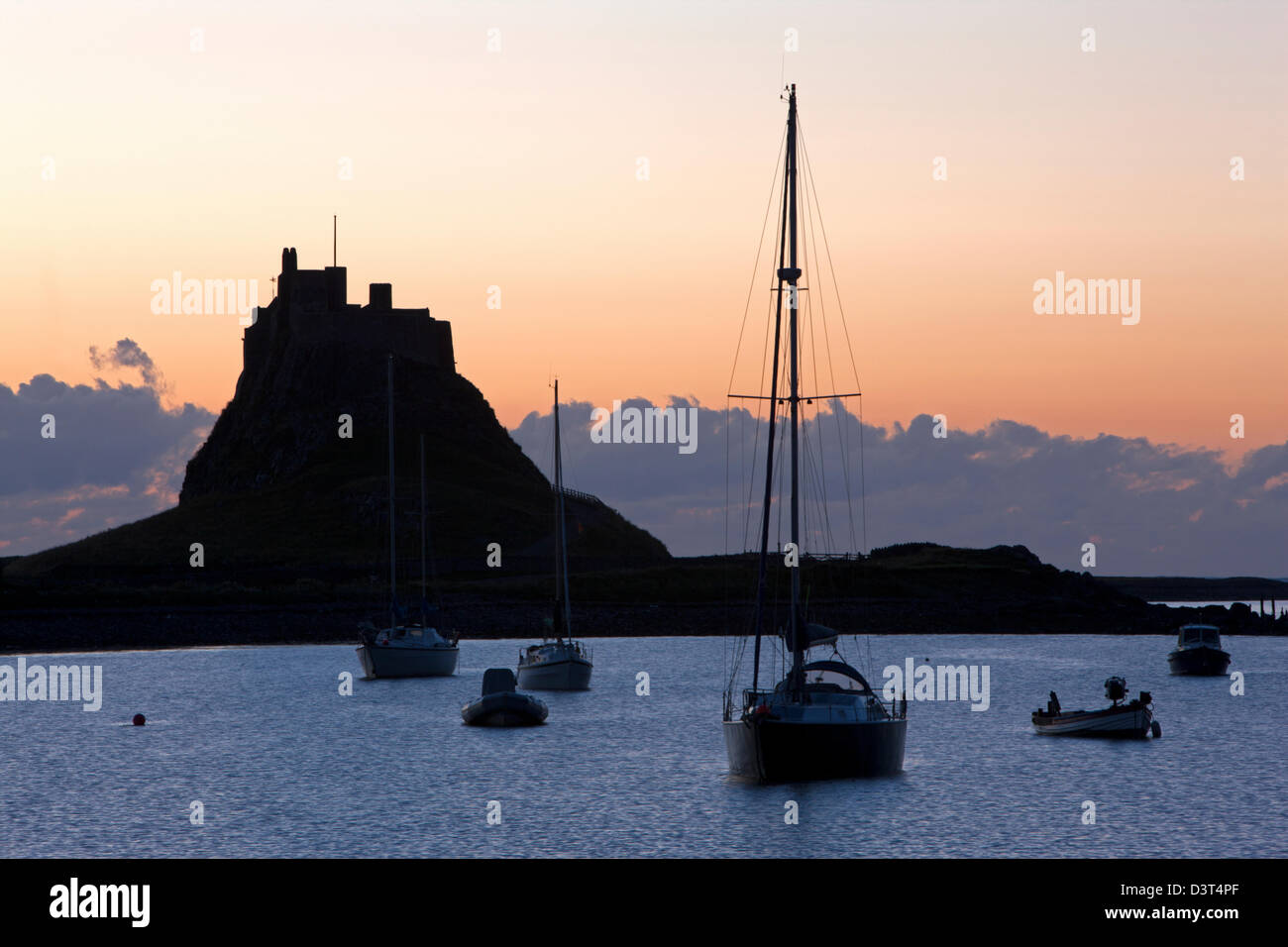 Morgendämmerung auf der Heiligen Insel Lindisfarne in der Nähe von Berwick-upon-Tweed, Northumberland Stockfoto