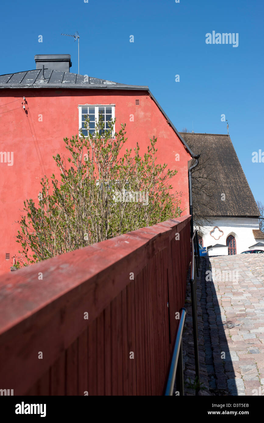Alte rote Steingebäude in Porvoo, Finnland Stockfoto