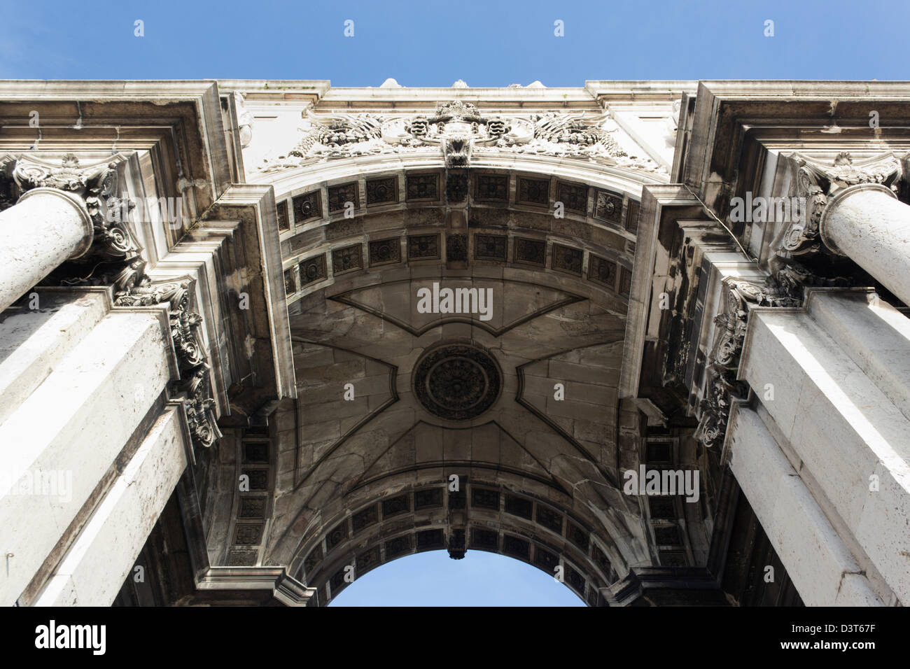 Die Praça Do Comércio, Lissabon, Portugal. Detail der Arco da Rua Augusta oder Augusta Street Bogen Stockfoto
