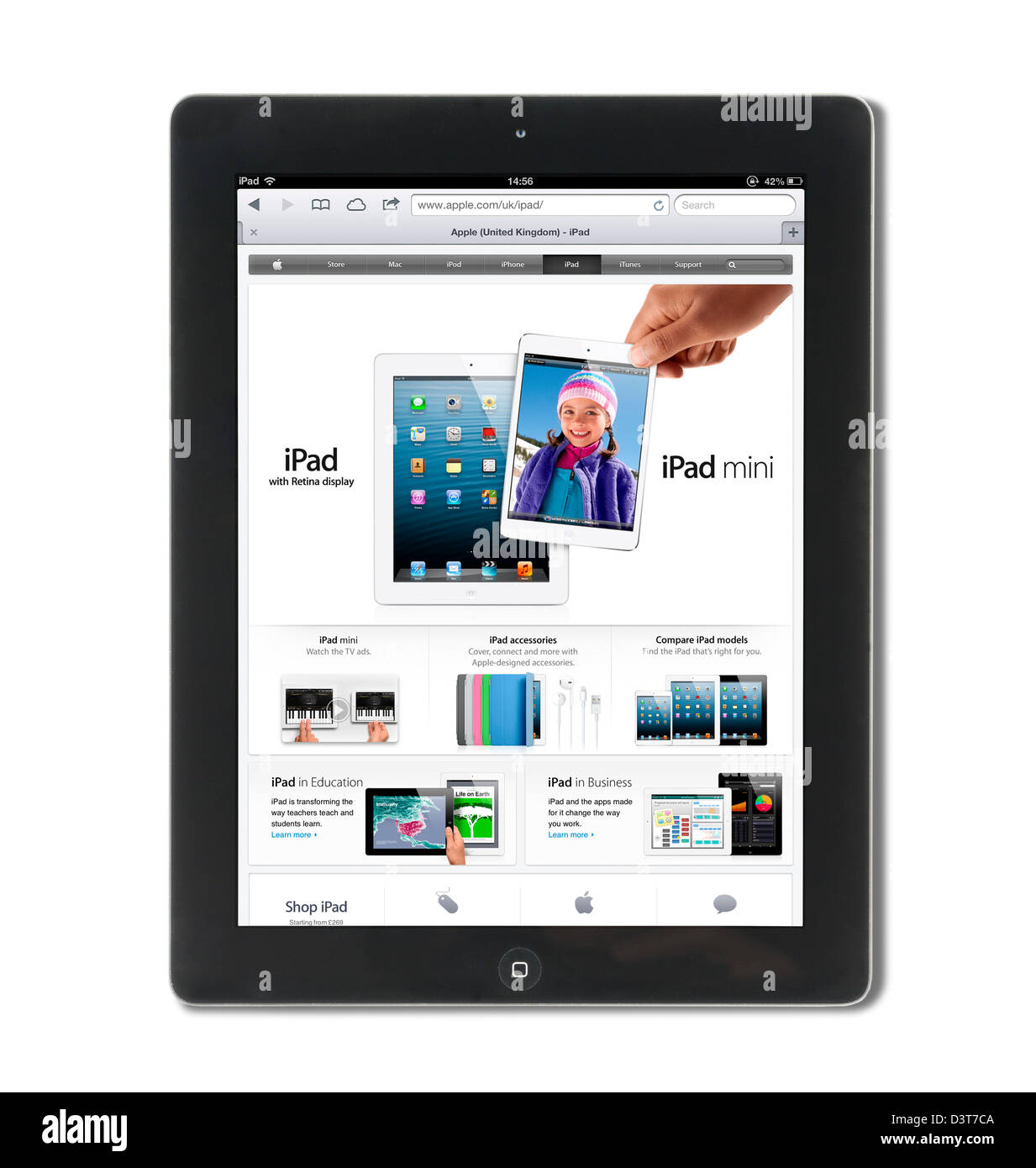 Die iPad-Seite auf der Website Apple.com UK auf eine 4. Generation Apple iPad Tablet-Computer angezeigt Stockfoto