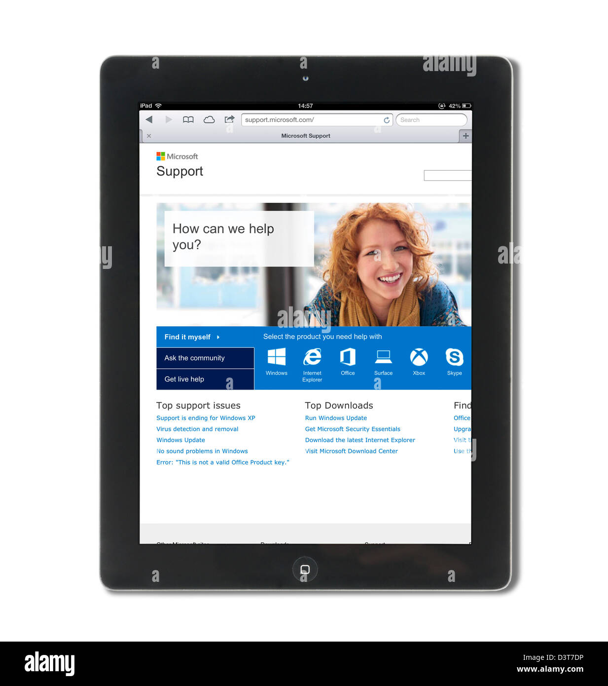 Microsoft Support-Website eingesehen am 4. Generation Apple iPad Tablet-computer Stockfoto