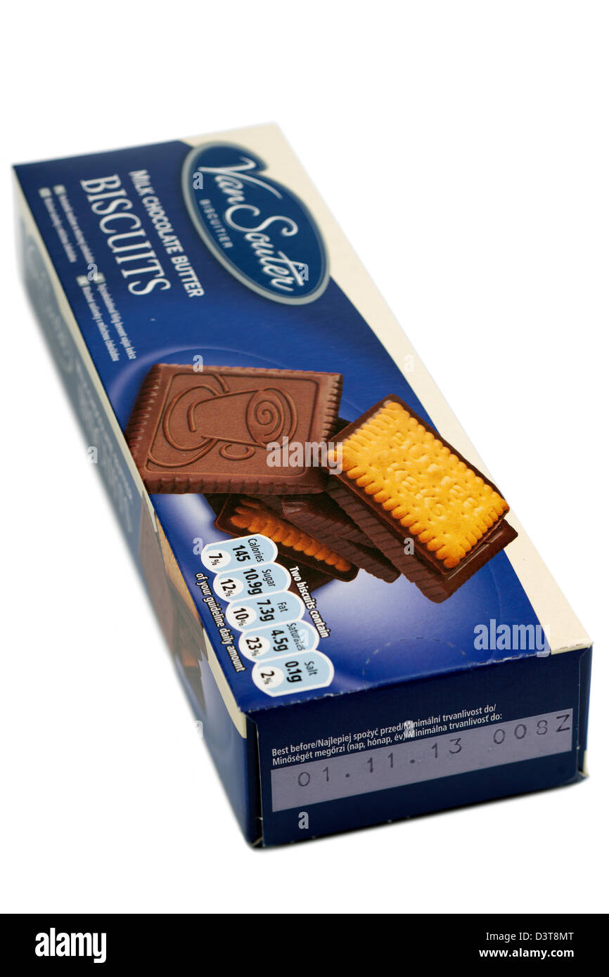 Schachtel mit Van Souter Milchschokolade Butterkekse biscuitier Stockfoto