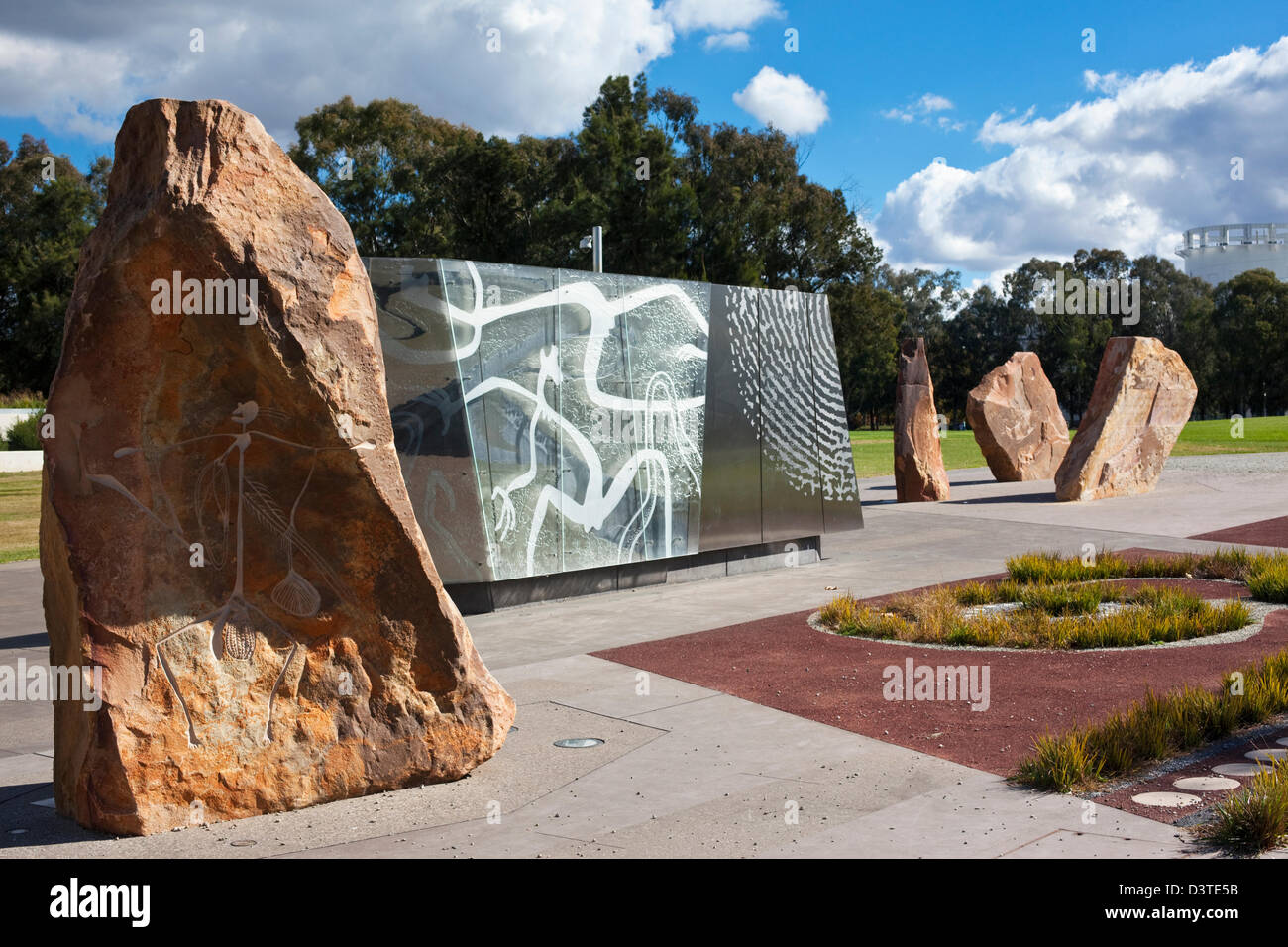 Indigene Kunst am Ort der Versöhnung. Canberra, Australian Capital Territory (ACT), Australien Stockfoto