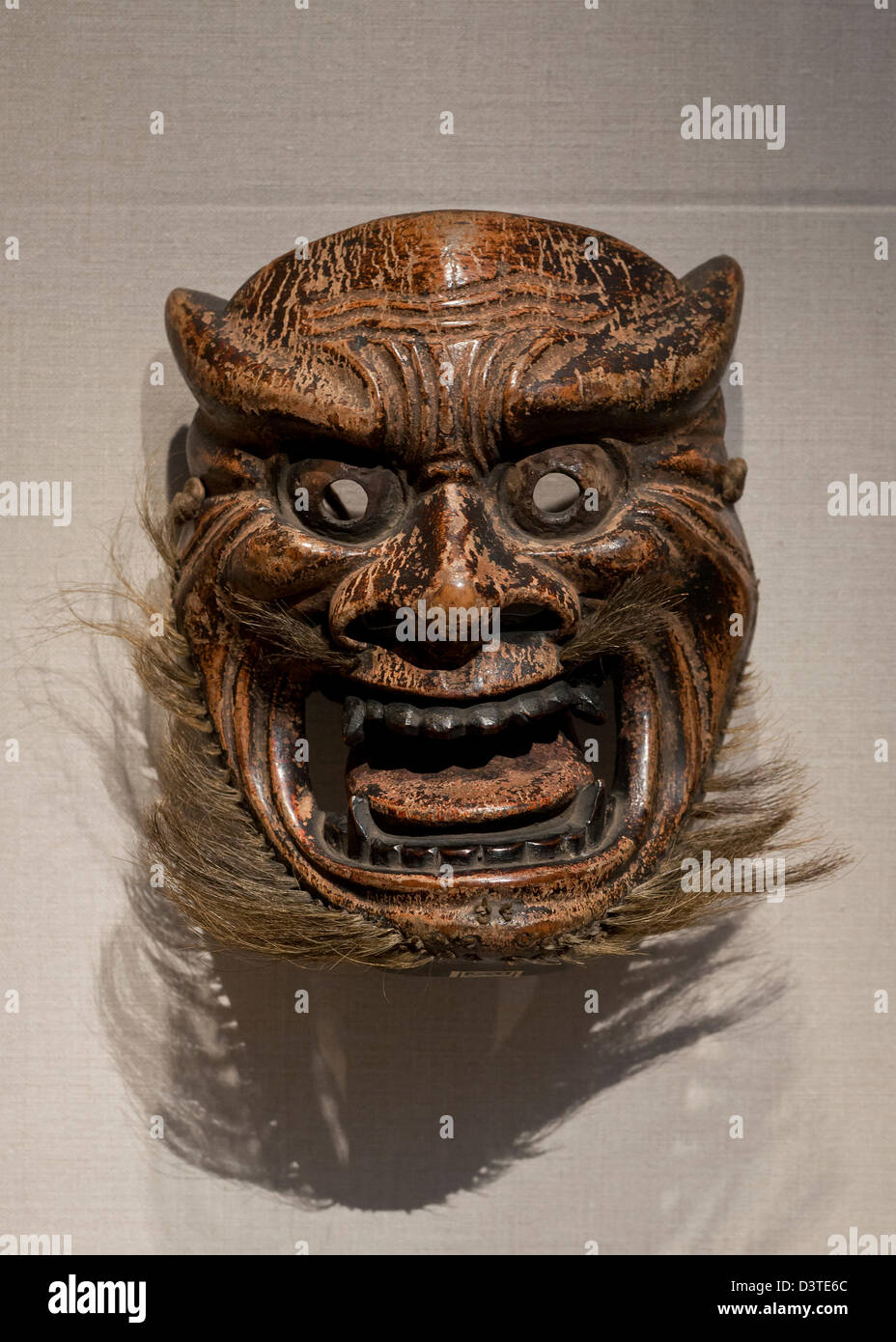 Hölzernen japanischen Ritual Maske Japan aus der Edo-Zeit Stockfoto