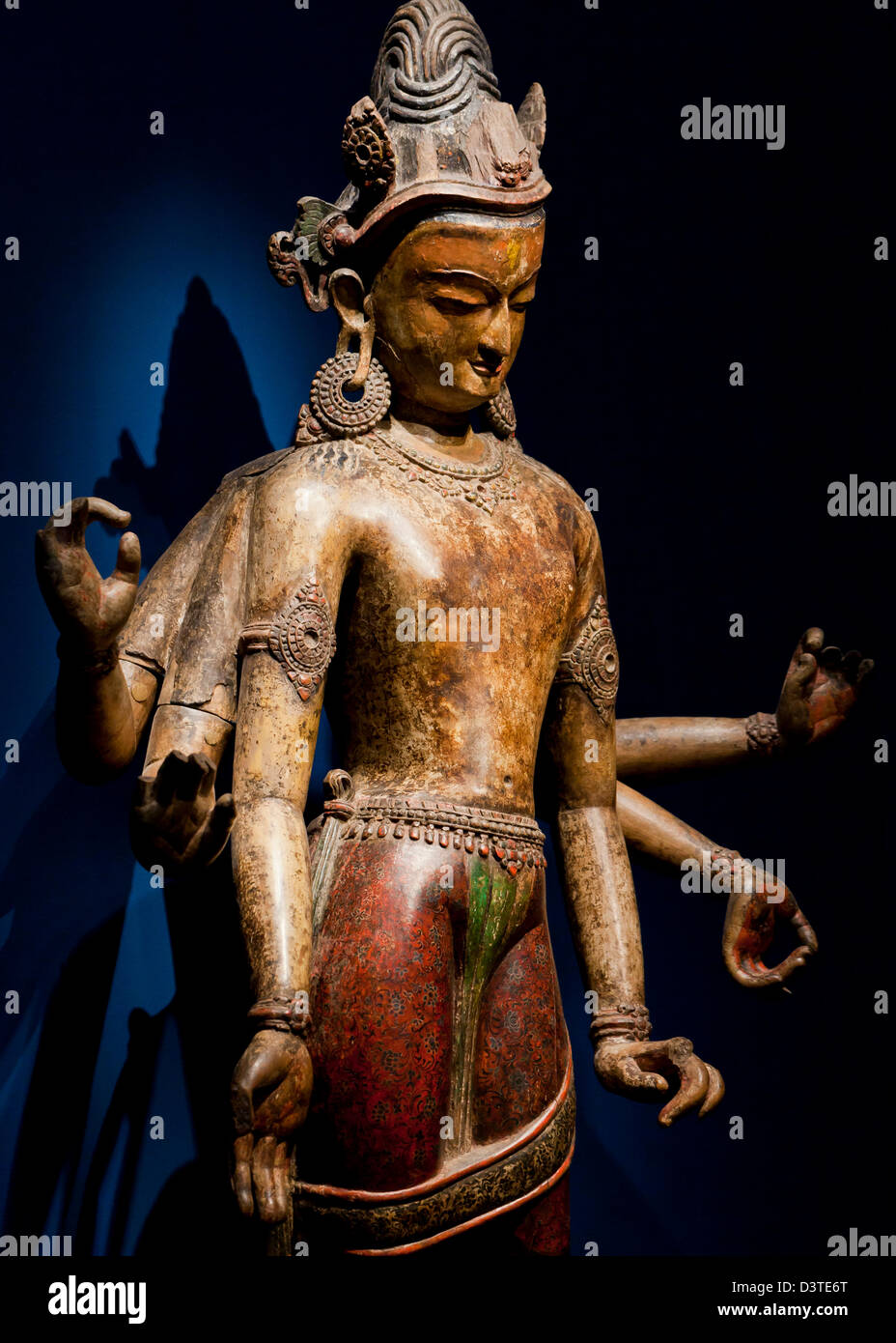 Skulptur des Bodhisattva weißen Avalokiteshvara - Nepal, Malla Periode, 14. Jahrhundert Stockfoto