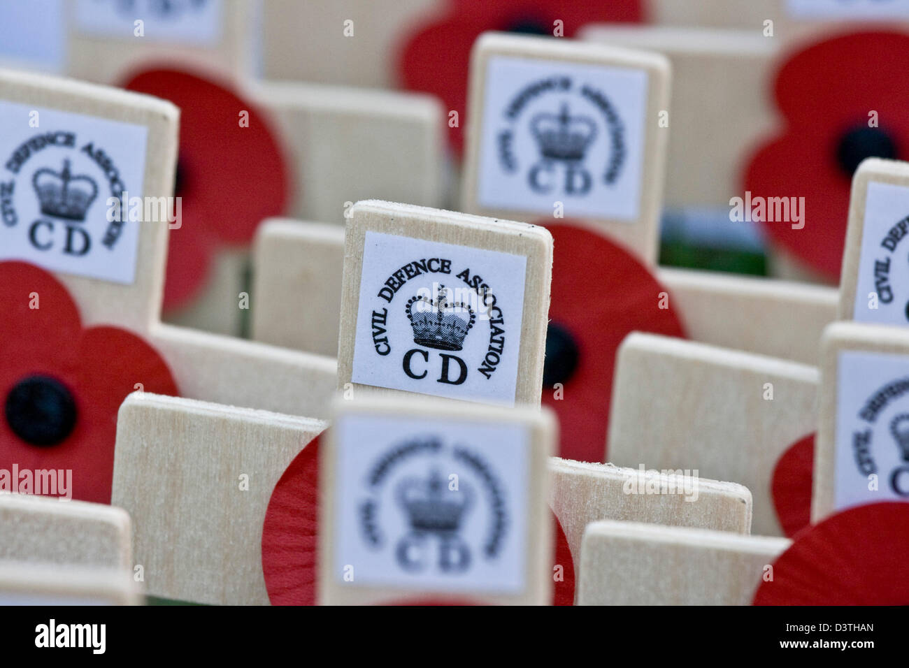 Gedenktag Waffenstillstand Mohn kreuzt Nahaufnahme Stockfoto