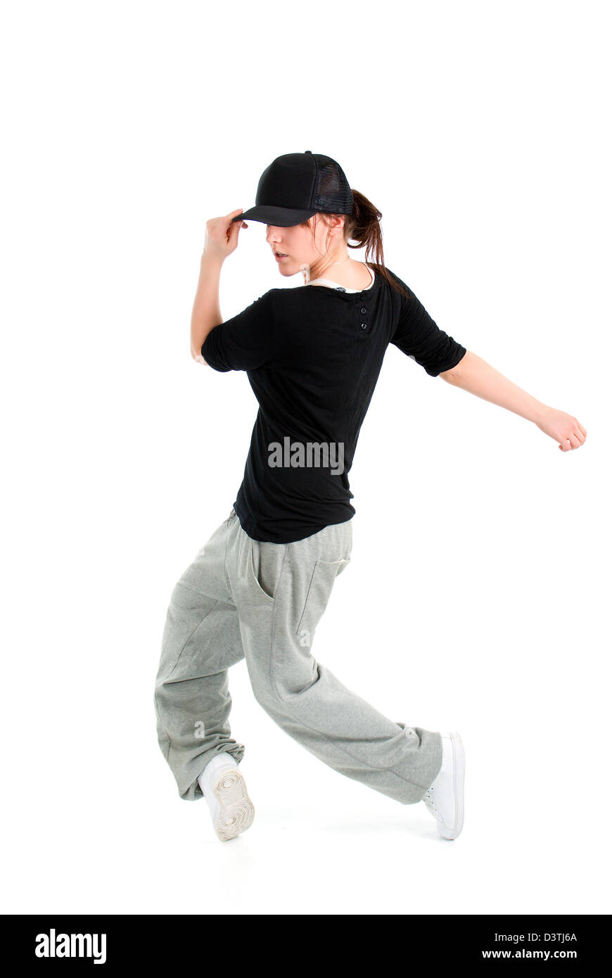 Stylish Und Cool Hip Hop Stil Tanzerin Posiert Auf Weissem Hintergrund Stockfotografie Alamy