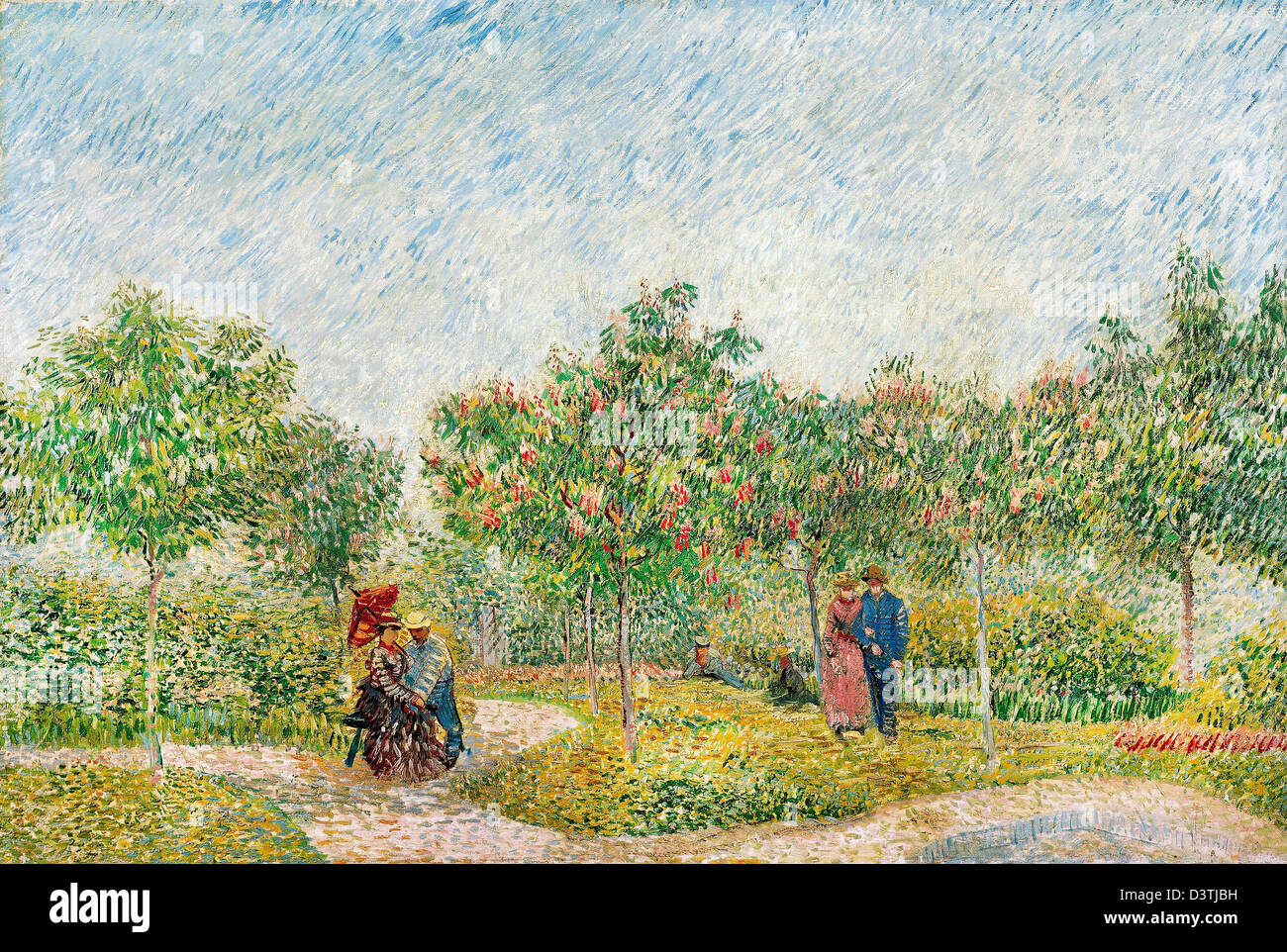 Vincent Van Gogh, Garten in Montmartre mit Liebhabern 1887, Öl auf Leinwand. Van Gogh Museum, Amsterdam, Niederlande. Stockfoto
