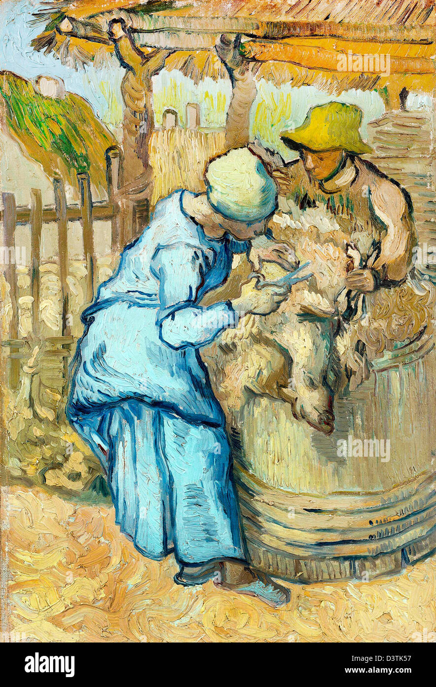 Vincent Van Gogh, das Schaf-Schermaschine (nach Millet) 1889 Öl auf Leinwand. Van Gogh Museum, Amsterdam, Niederlande. Stockfoto