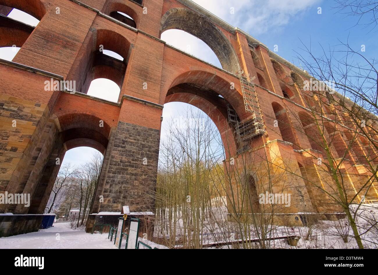 Göltzschtalbrücke Winter - Goltzsch Talbrücke im Winter 04 Stockfoto