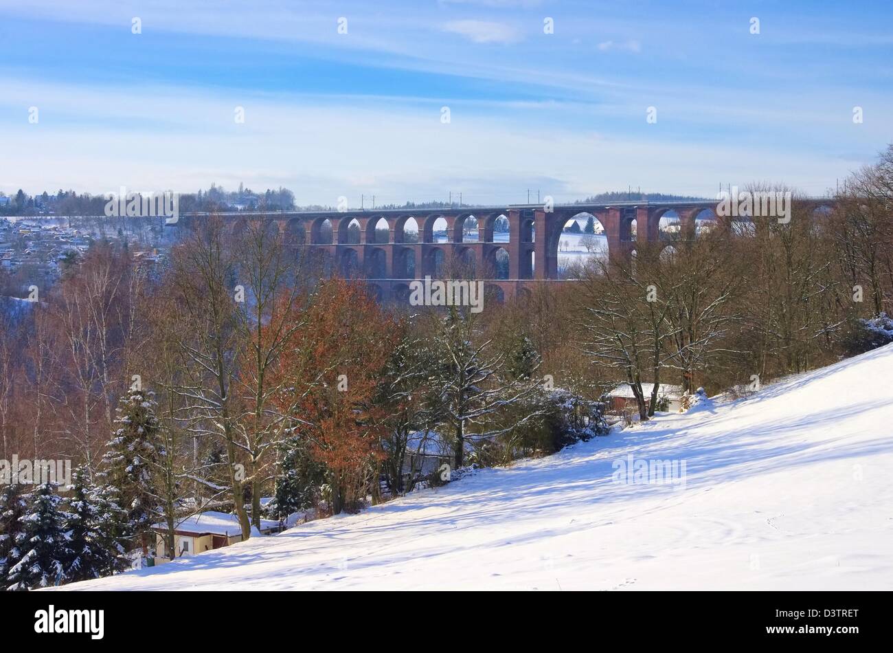 Göltzschtalbrücke Winter - Goltzsch Talbrücke im Winter 03 Stockfoto