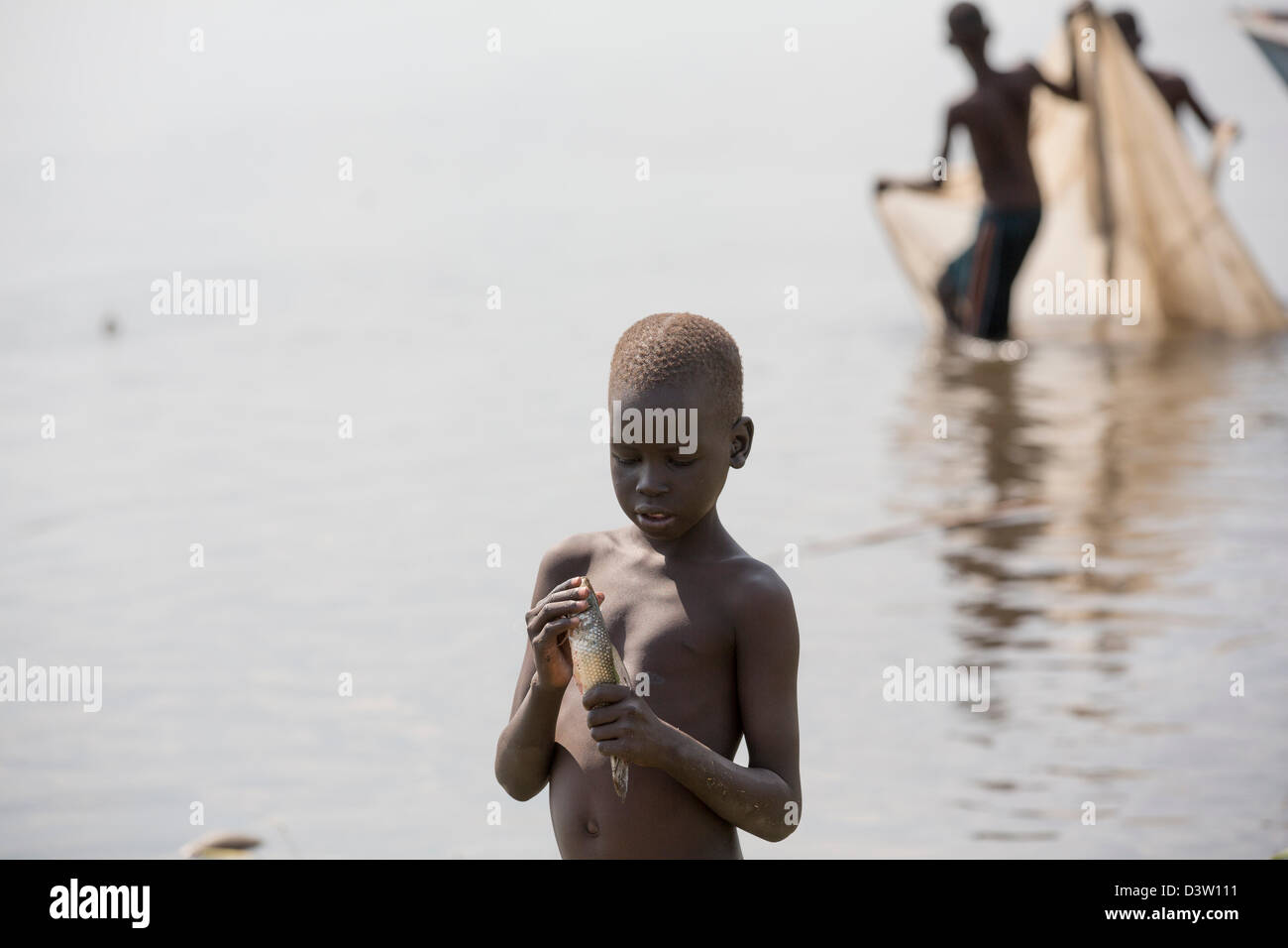 BOR, Süd-SUDAN, 19. November 2012: Alltag auf dem Port auf dem Nil an Bor Foto von Mike Goldwater Stockfoto