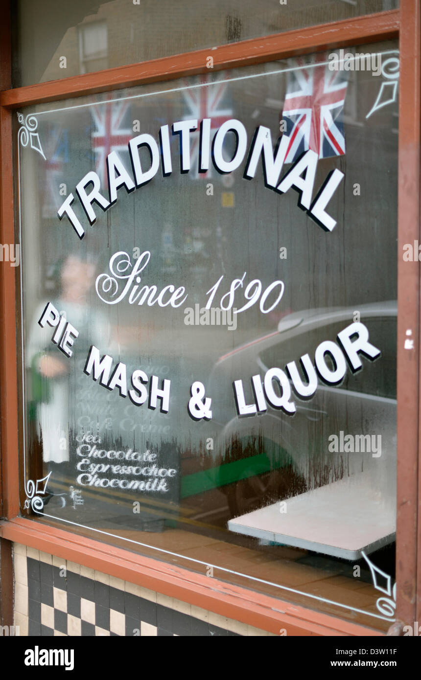 Traditionelle Pie and Mash Shop, Deptford, London, UK Stockfoto