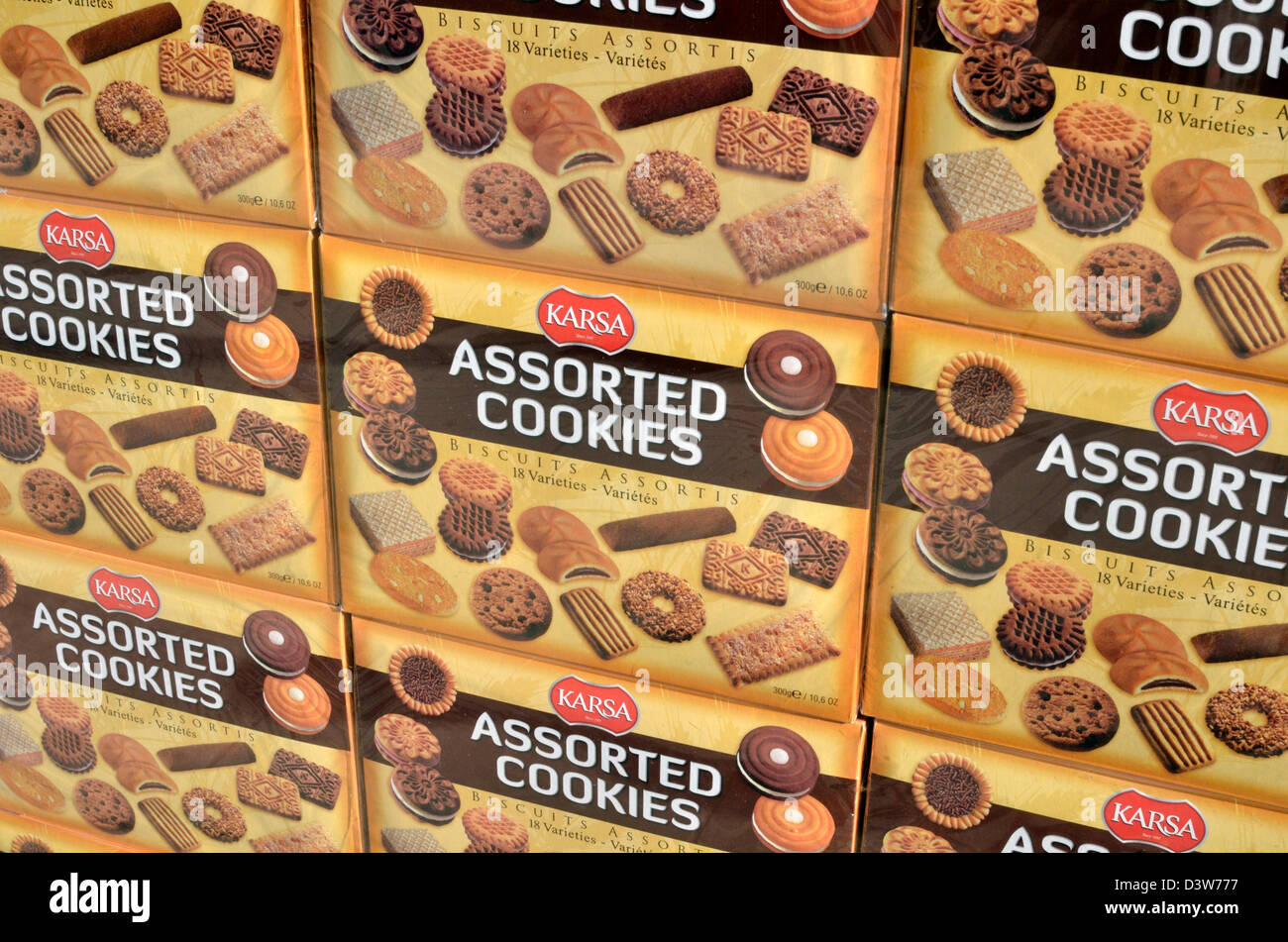Anzeige von Karsa Assorted Cookies Keks Dosen Stockfoto