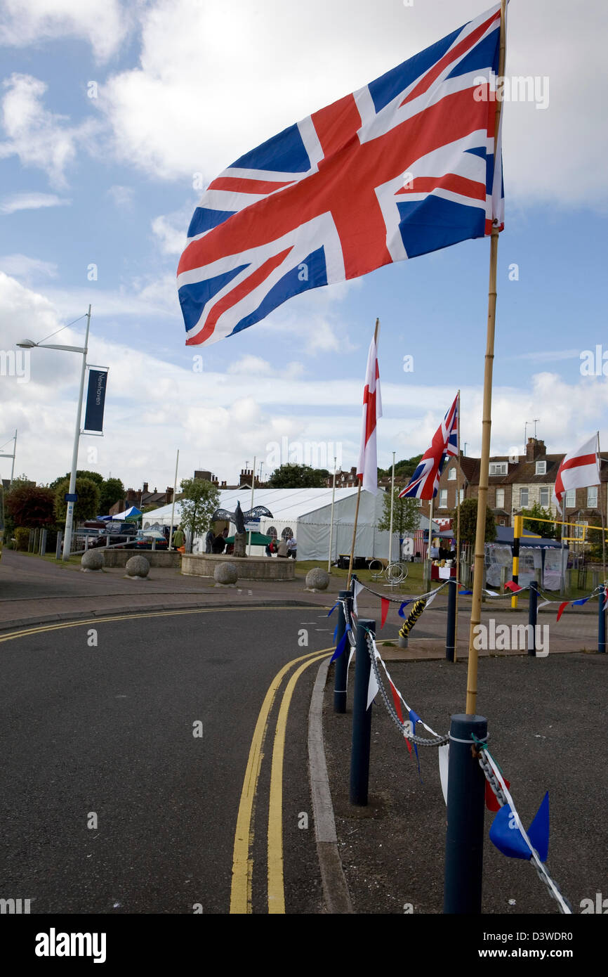 Szenen am Fischmarkt in der Küste Stadt Newhaven in Großbritannien den britischen Sommer. Stockfoto