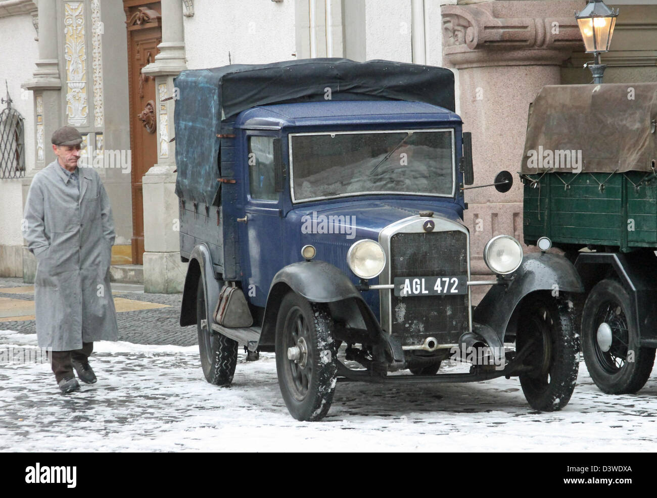 Görlitz, Deutschland. 25. Februar 2013. Dreharbeiten statt auf dem  Untermarkt für den Film "The Grand Budapest Hotel" in Görlitz, Deutschland,  25. Februar 2013. Heute findet in der historischen Innenstadt, Dreharbeiten  in verschiedenen