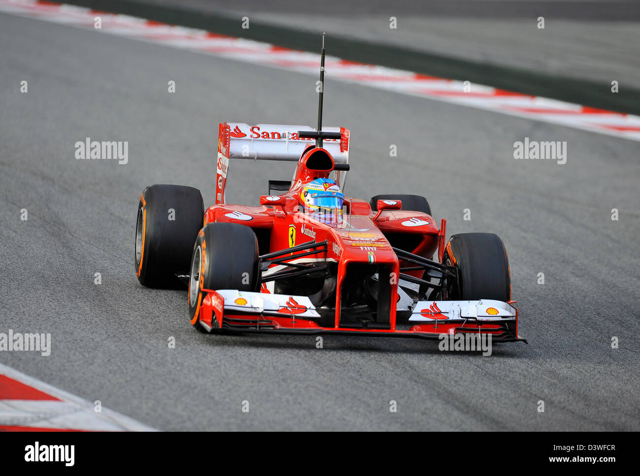 Fernando Alonso (ESP), Ferrari F138 bei Formel-1-Tests auf der Rennstrecke Circuit de Catalunya in der Nähe von Barcelona, Spanien im Februar Stockfoto