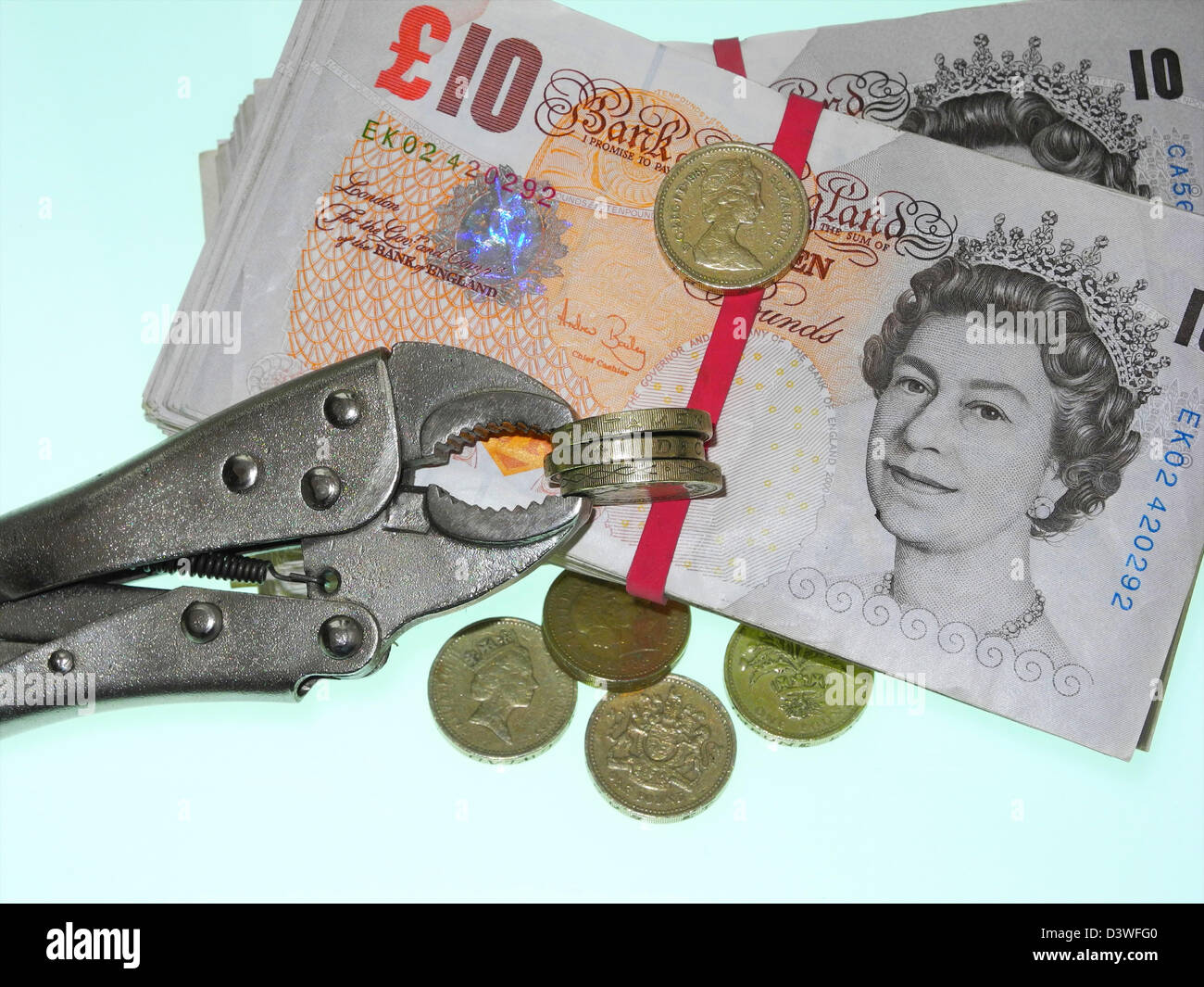 Pfund Sterling unter Druck gepresst Geld Krise Stockfoto