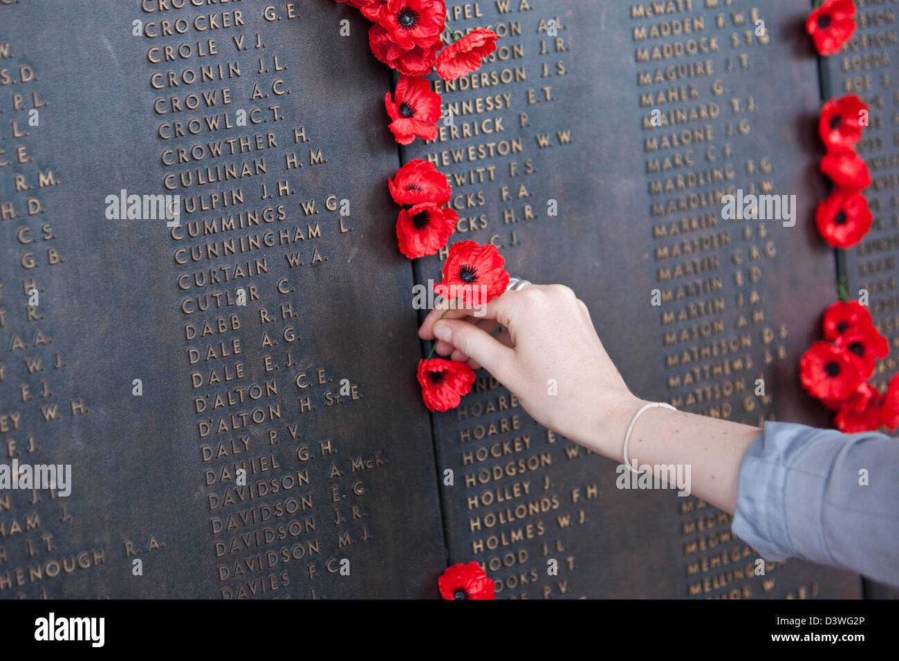 Ehrentafel an das Australian War Memorial. Canberra, Australian Capital Territory, Australien Stockfoto