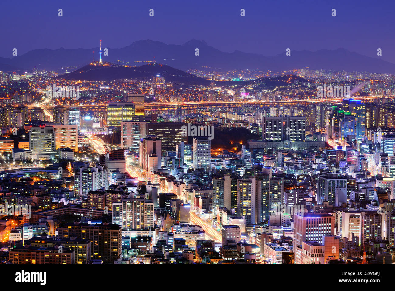 Die Skyline der Innenstadt Seoul, Südkorea. Stockfoto
