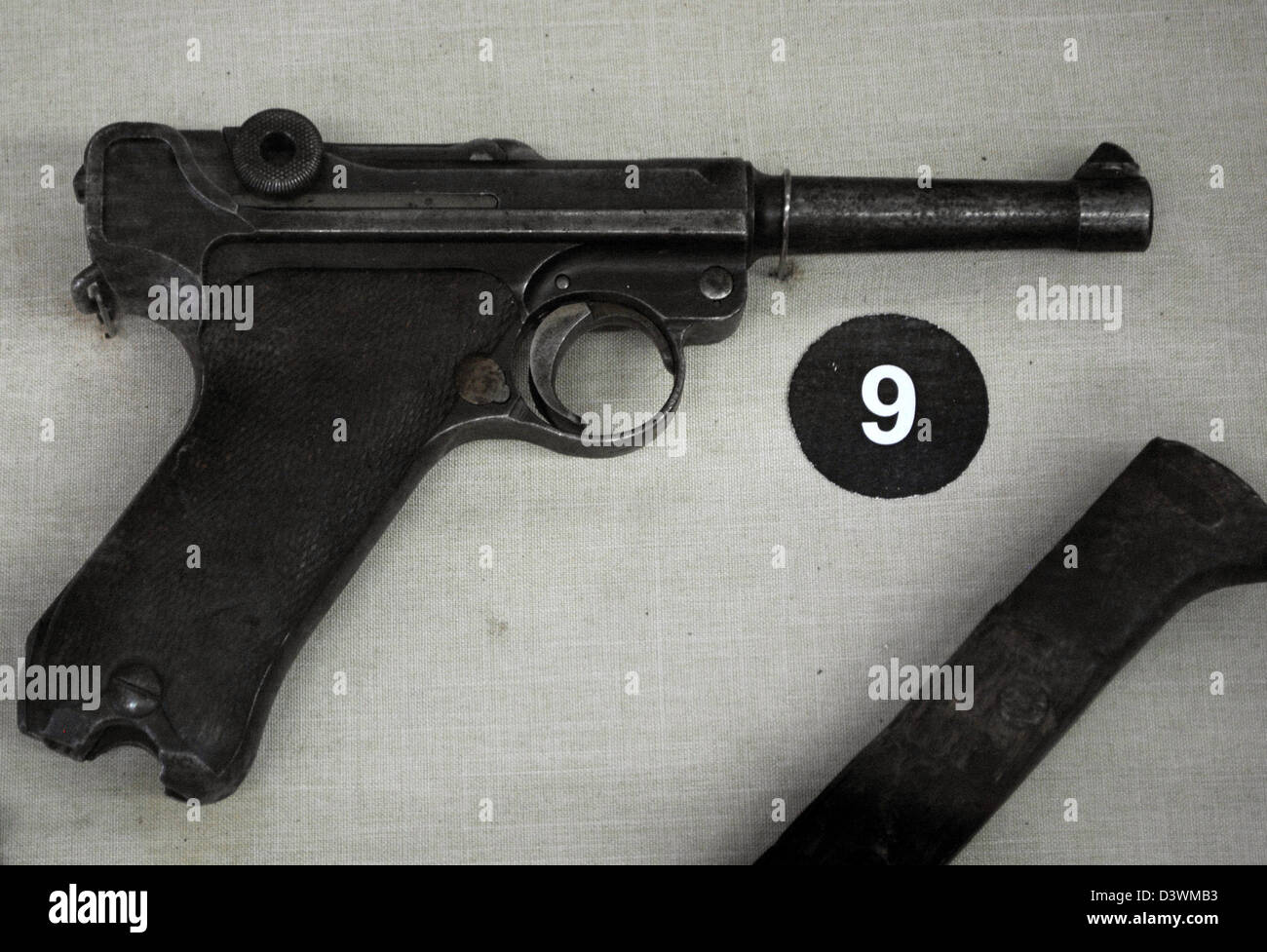 Deutsch-Parabellum-Pistole, bekannt als Luger. Im ersten und zweiten Weltkrieg verwendet. Schwarzes Meer Flotte Museum. Sewastopol. Ukraine. Stockfoto