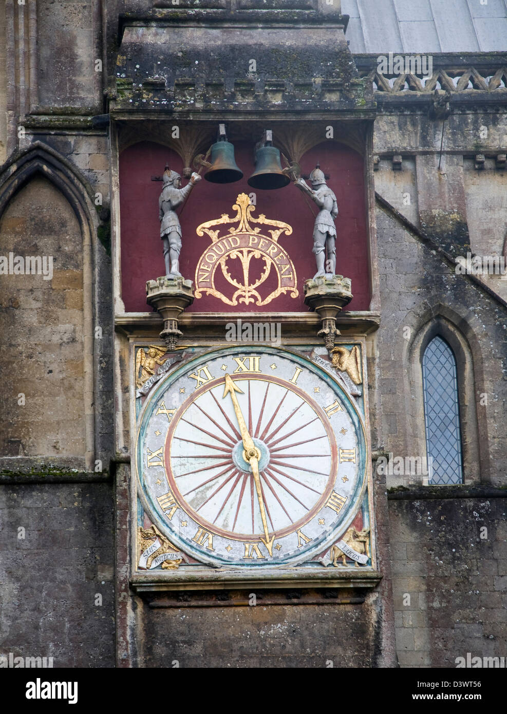 Außenansicht der Kathedrale Orloj Wells, Somerset, England Stockfoto