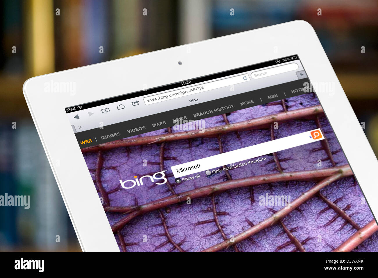 Bing-Suche auf dem iPad eine 4. Generation betrachtet Stockfoto