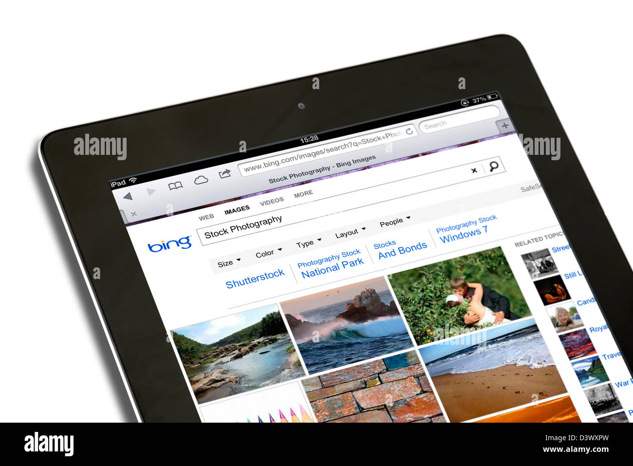 Bing-Suche auf dem iPad eine 4. Generation betrachtet Stockfoto