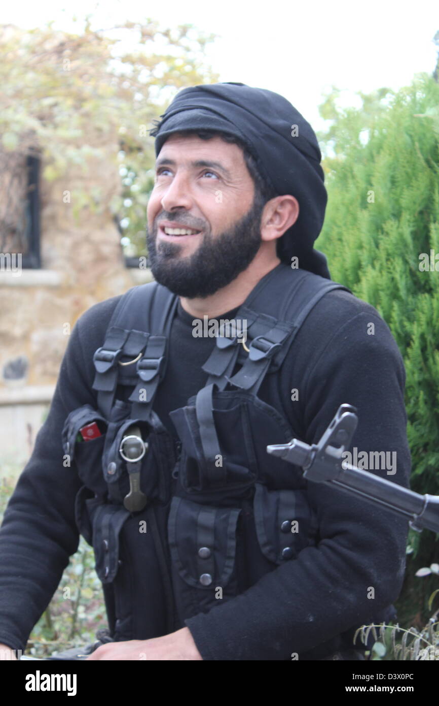 Eine freie syrische Armee Rebellen nimmt sich eine Auszeit vom Kampf gegen Stockfoto