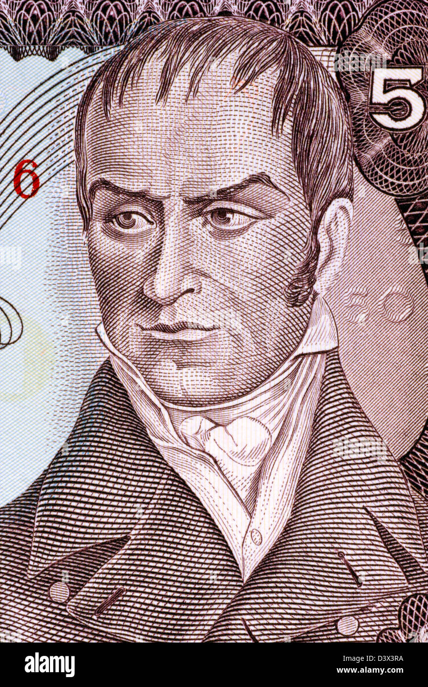 Camilo Torres Tenorio (1766-1816) auf 50 Pesos Oro 1986 Banknote aus Kolumbien. Kolumbianischer Politiker. Stockfoto