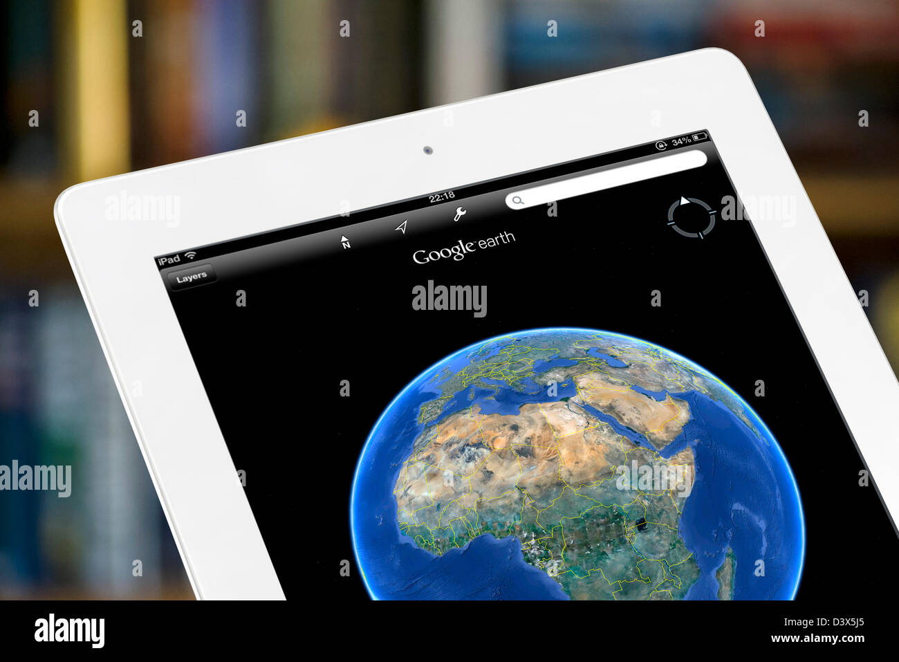 GoogleEarth auf dem iPad eine 4. Generation betrachtet Stockfoto