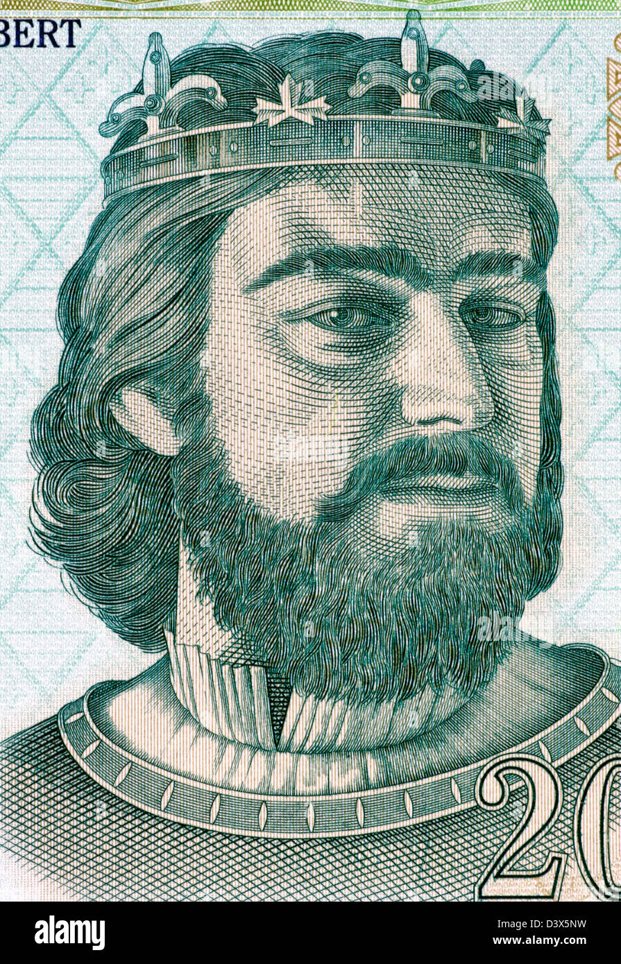Karl i. von Ungarn (1288-1342) auf 200 Forint 2004 Banknote aus Ungarn. Ersten König von Ungarn und Kroatien während 1308β€ "1342. Stockfoto