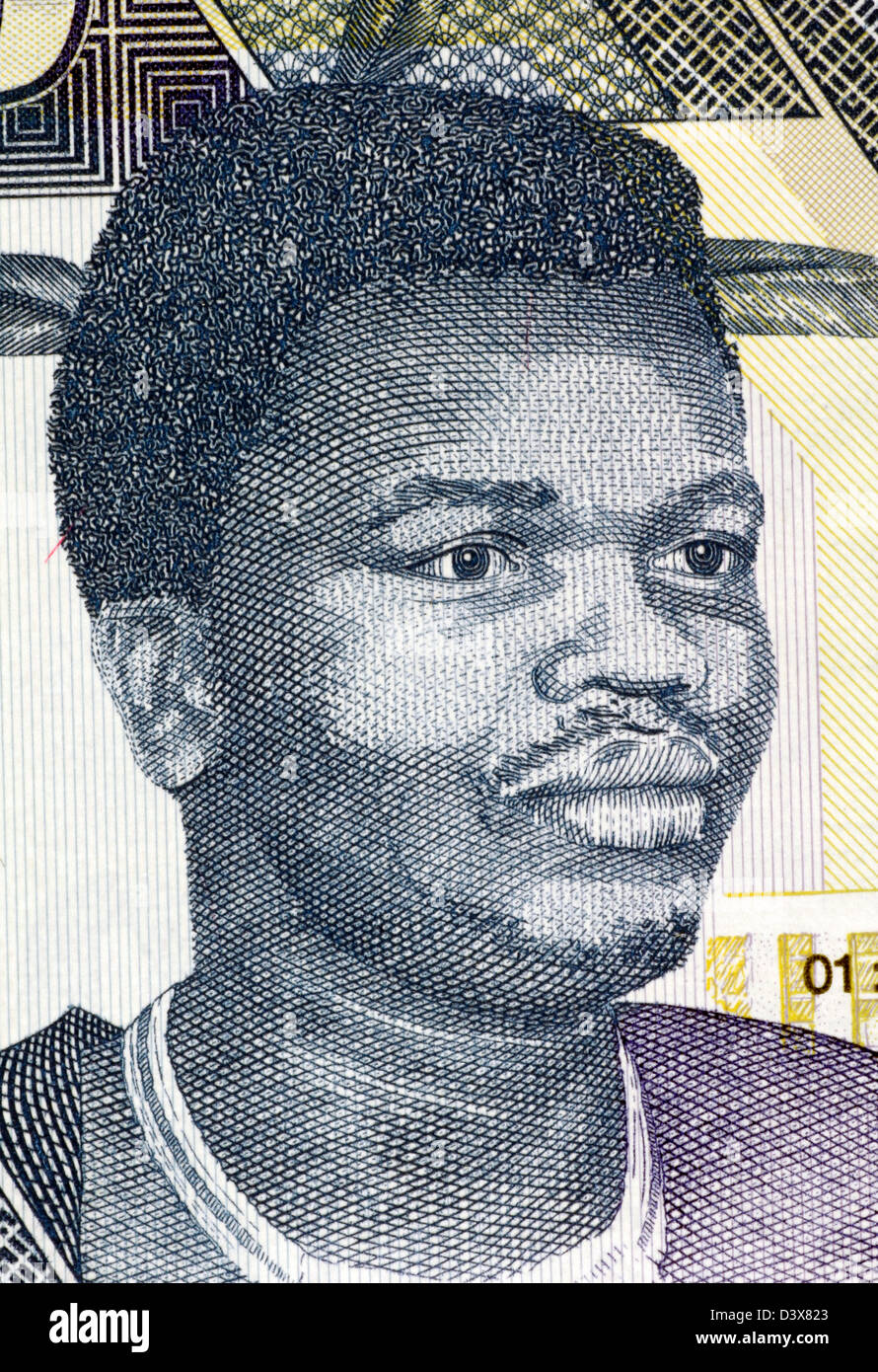Mswati III (geboren 1968) auf 10 Emalangeni 2006 Banknote aus Swasiland. König von Swasiland. Stockfoto