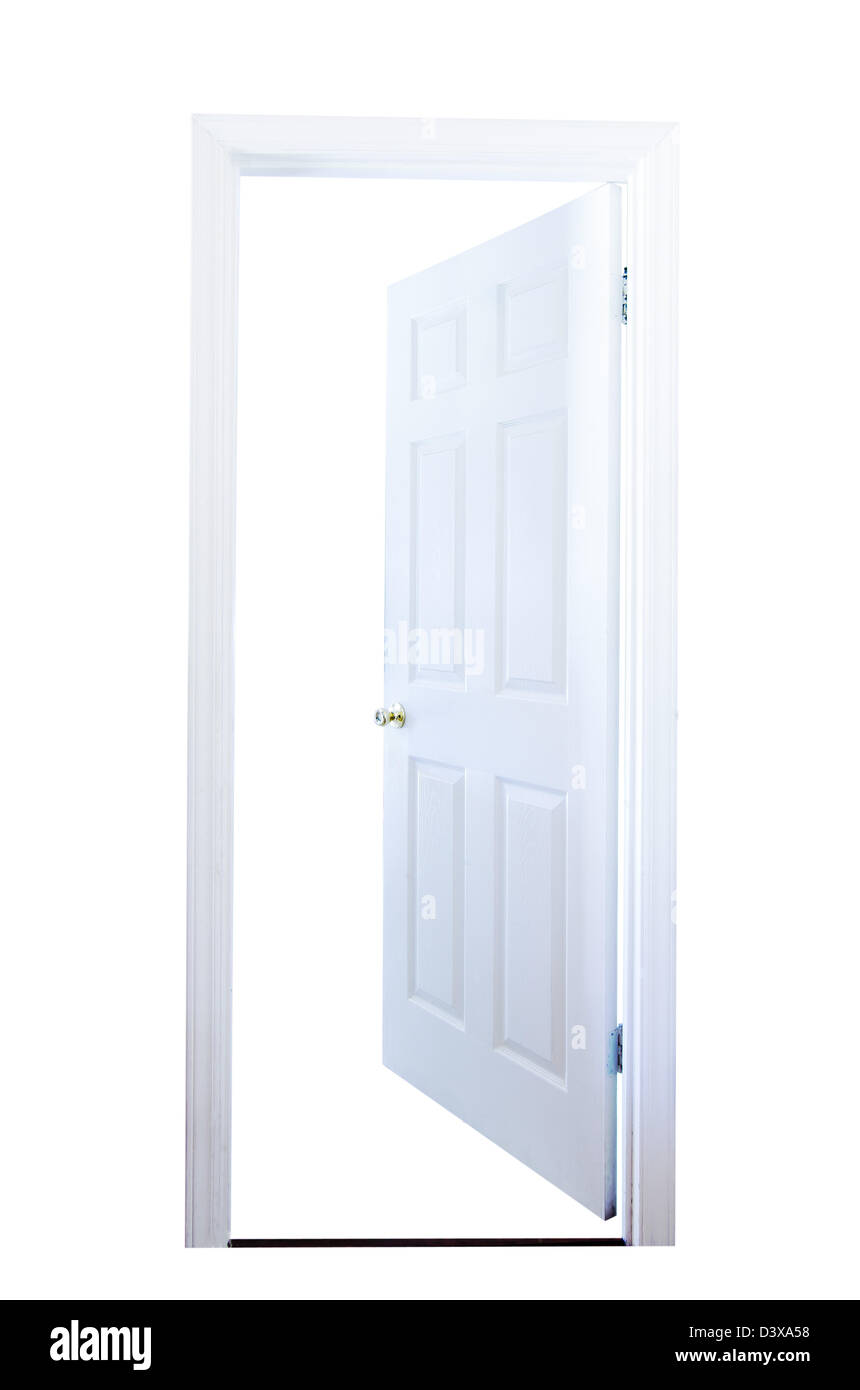 Offenen Tür isoliert auf weißem Hintergrund mit Beschneidungspfad. Stockfoto