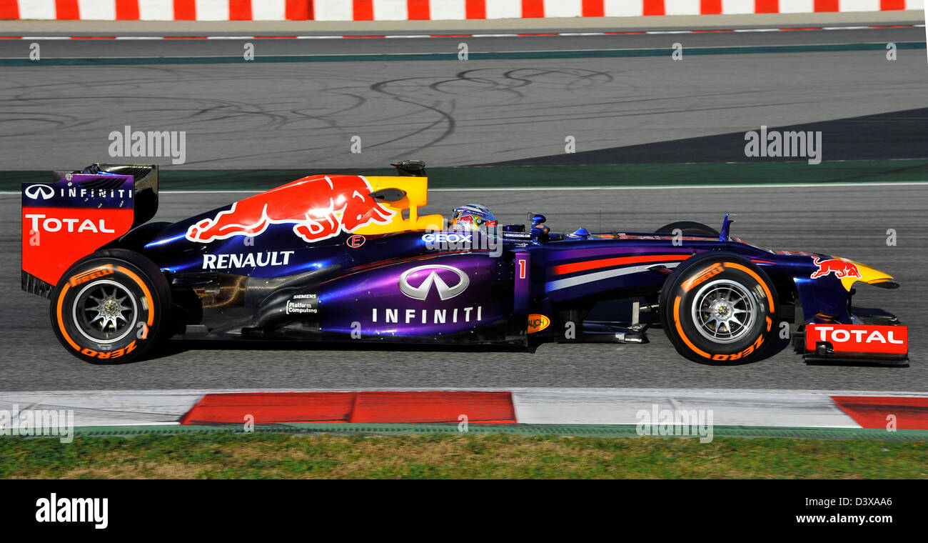Sebastian Vettel (GER), Red Bull Racing RB9 bei Formel-1-Tests auf der Rennstrecke Circuit de Catalunya in der Nähe von Barcelona, Spanien im F Stockfoto