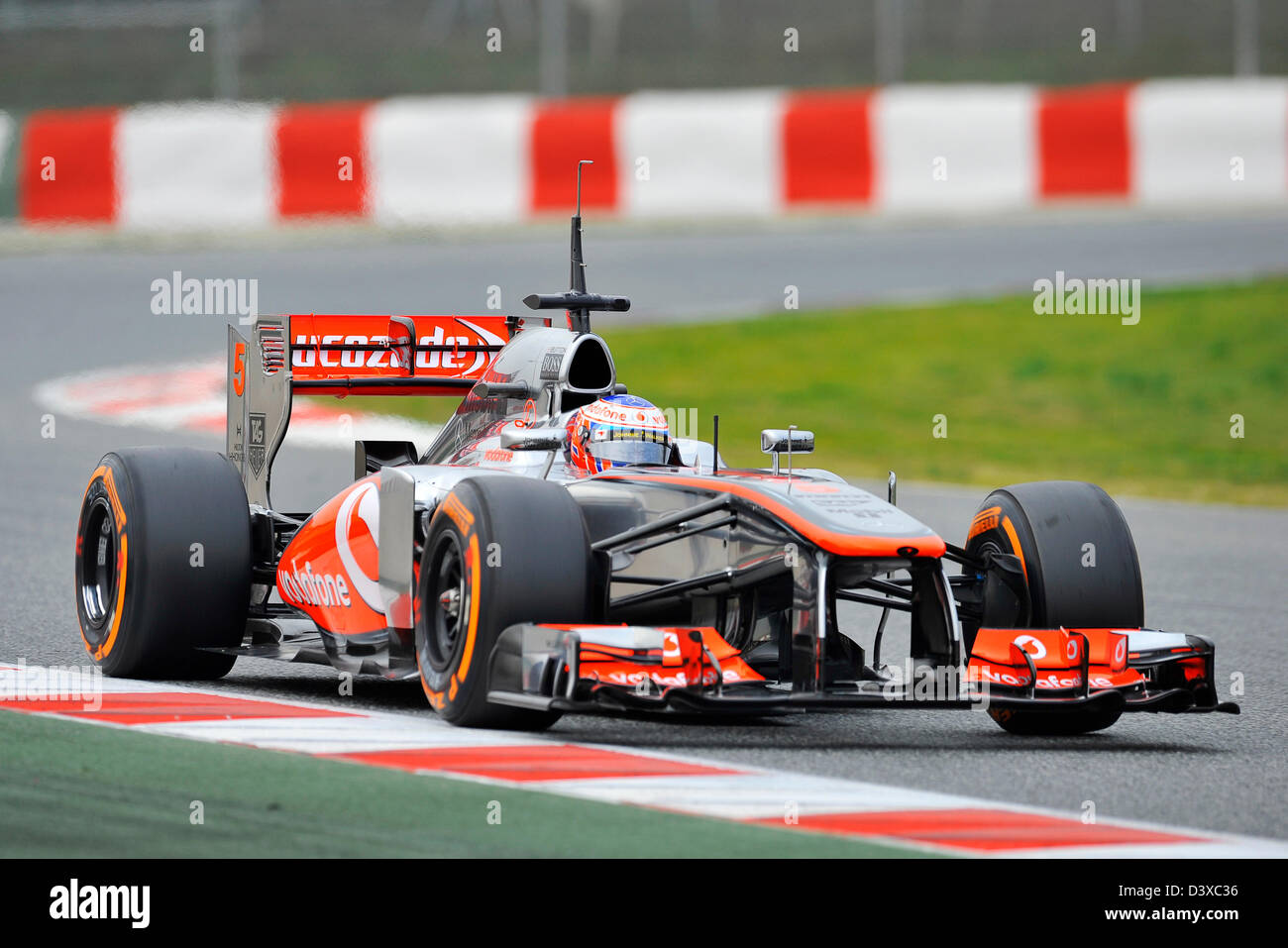 Jenson Button (GBR), McLaren-Mercedes MP4-28 bei Formel-1-Tests auf der Rennstrecke Circuit de Catalunya in der Nähe von Barcelona, Spanien Stockfoto