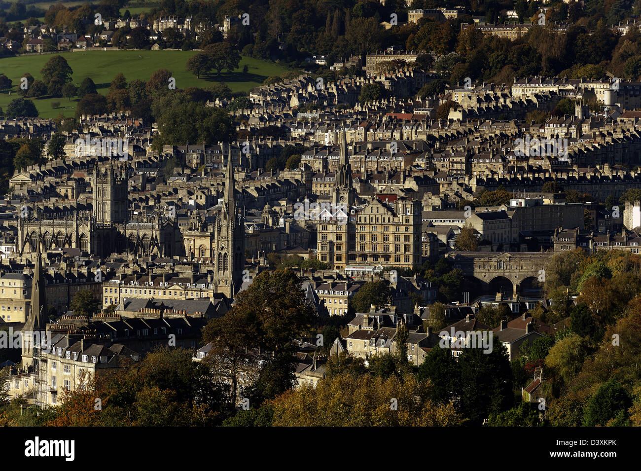 Blick auf die Stadt Bath von oben Widcombe Stockfoto