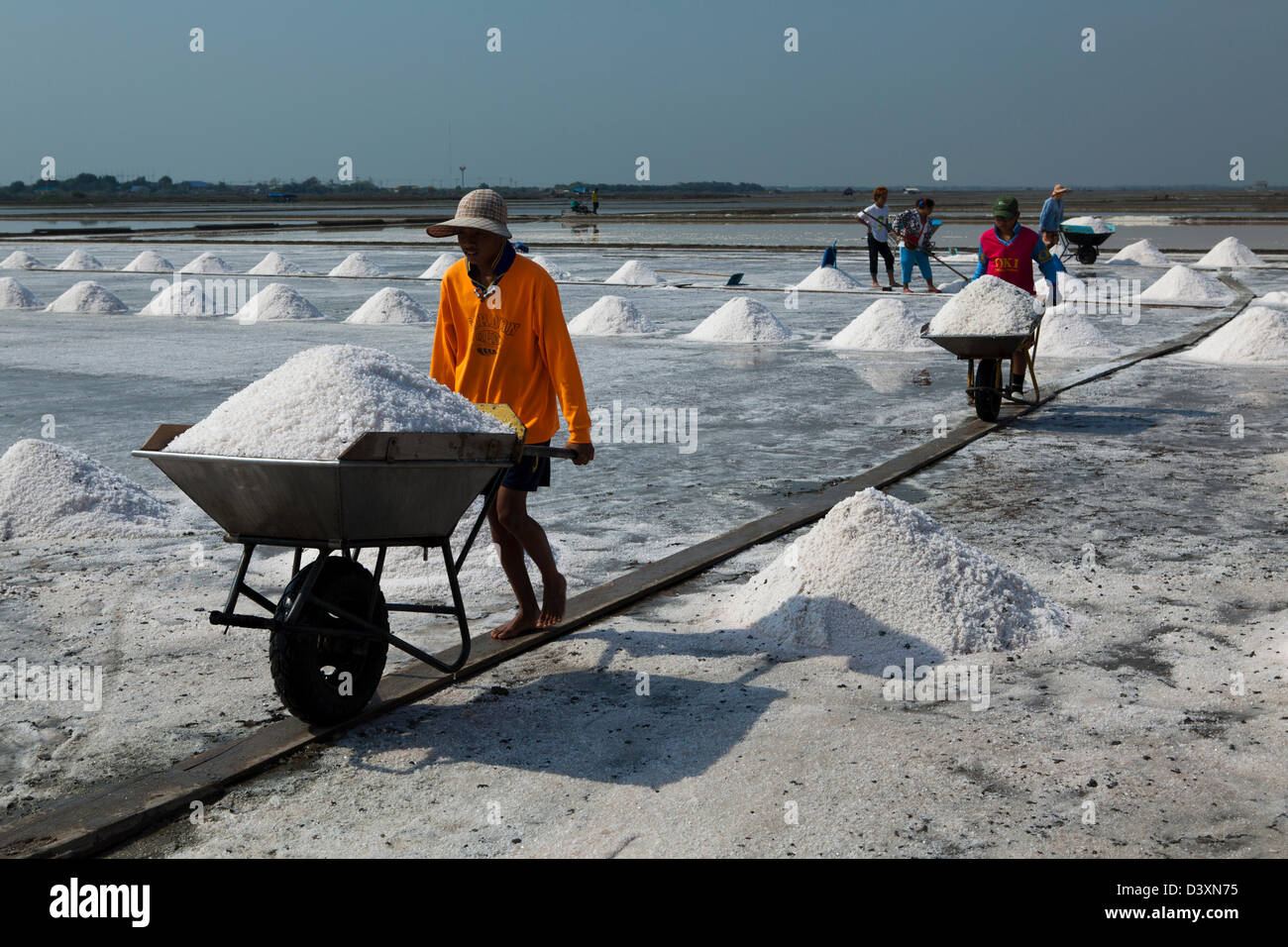 In Thailand die meisten verwendete Salz stammt aus Sole Salz Farmen, und die größte Zahl dieser Salz Betriebe sind in Samut Sakhon Stockfoto