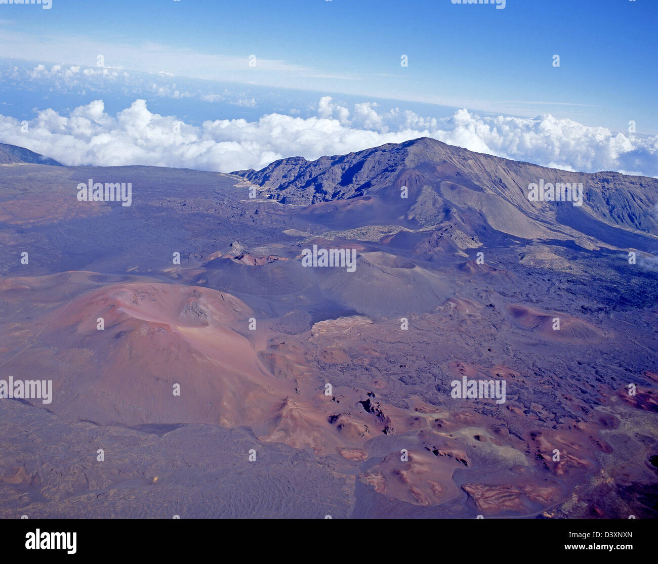 Luftaufnahme des Haleakalā Vulkankrater, Maui, Hawaii, Vereinigte Staaten von Amerika Stockfoto