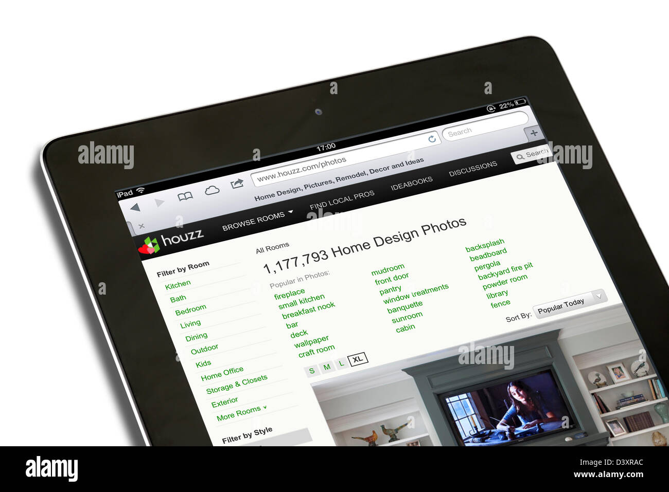 Houzz.com Design, Architektur und Heimwerken Seite betrachtet auf einem iPad 4 Stockfoto