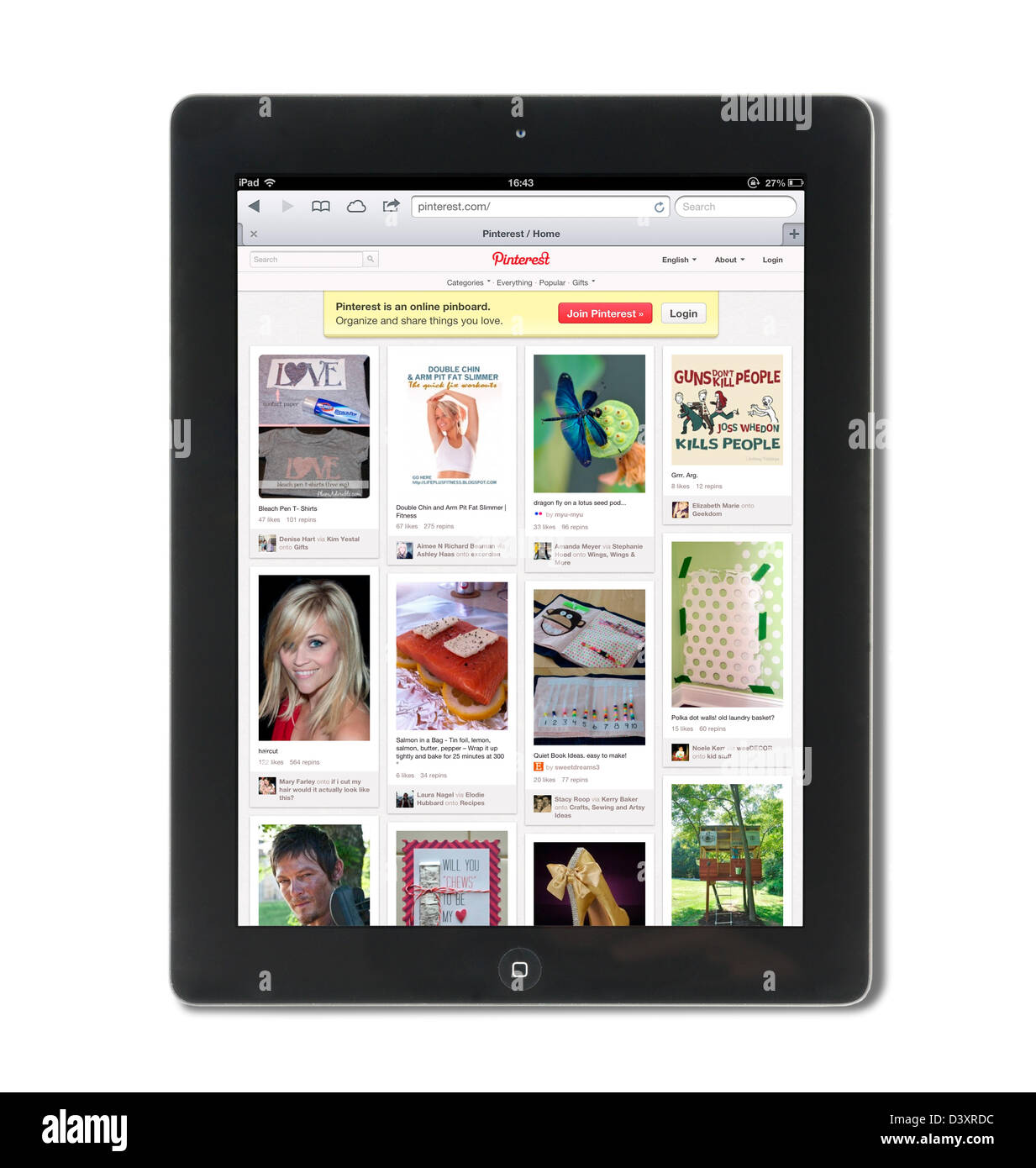 Pinterest, die Foto-sharing-Website, auf eine 4. Generation iPad angesehen Stockfoto