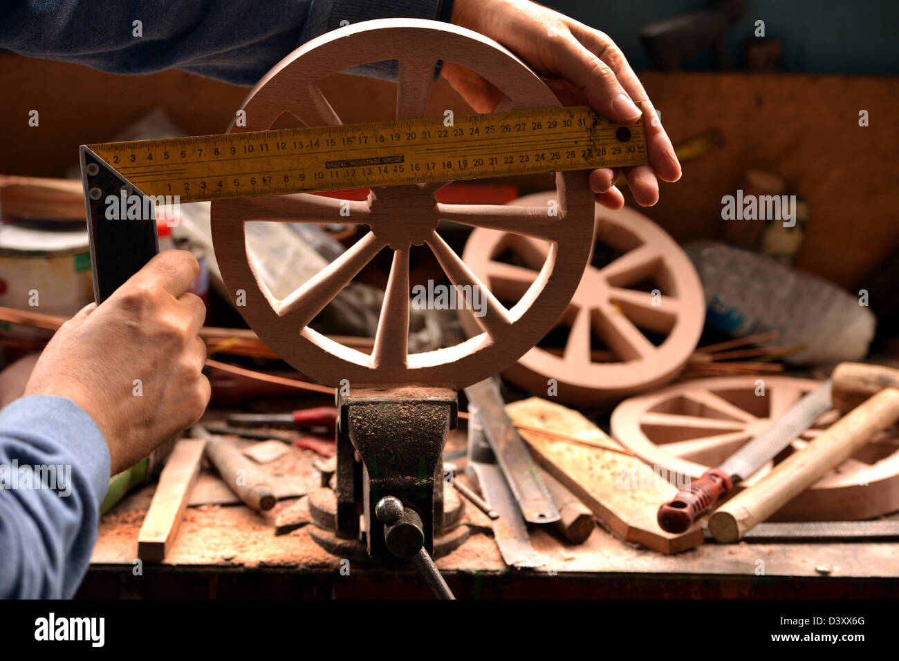 Tischler Mess-Lineal Stockfoto