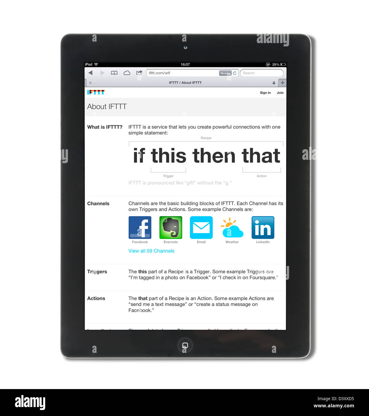 IFTTT (wenn dies dann das)-Dienst auf dem iPad eine 4. generation Stockfoto