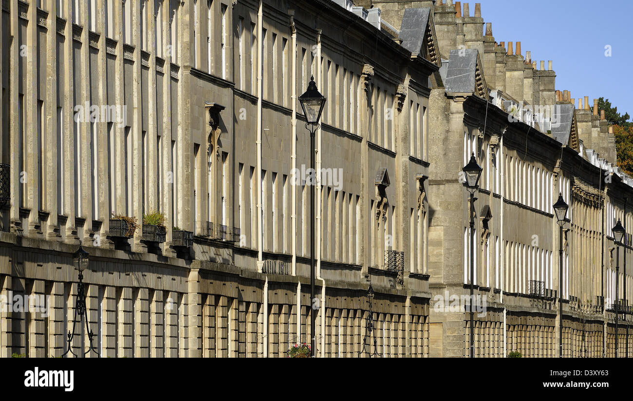 Georgische Fassaden, große Pulteney Street, Bath, Großbritannien Stockfoto