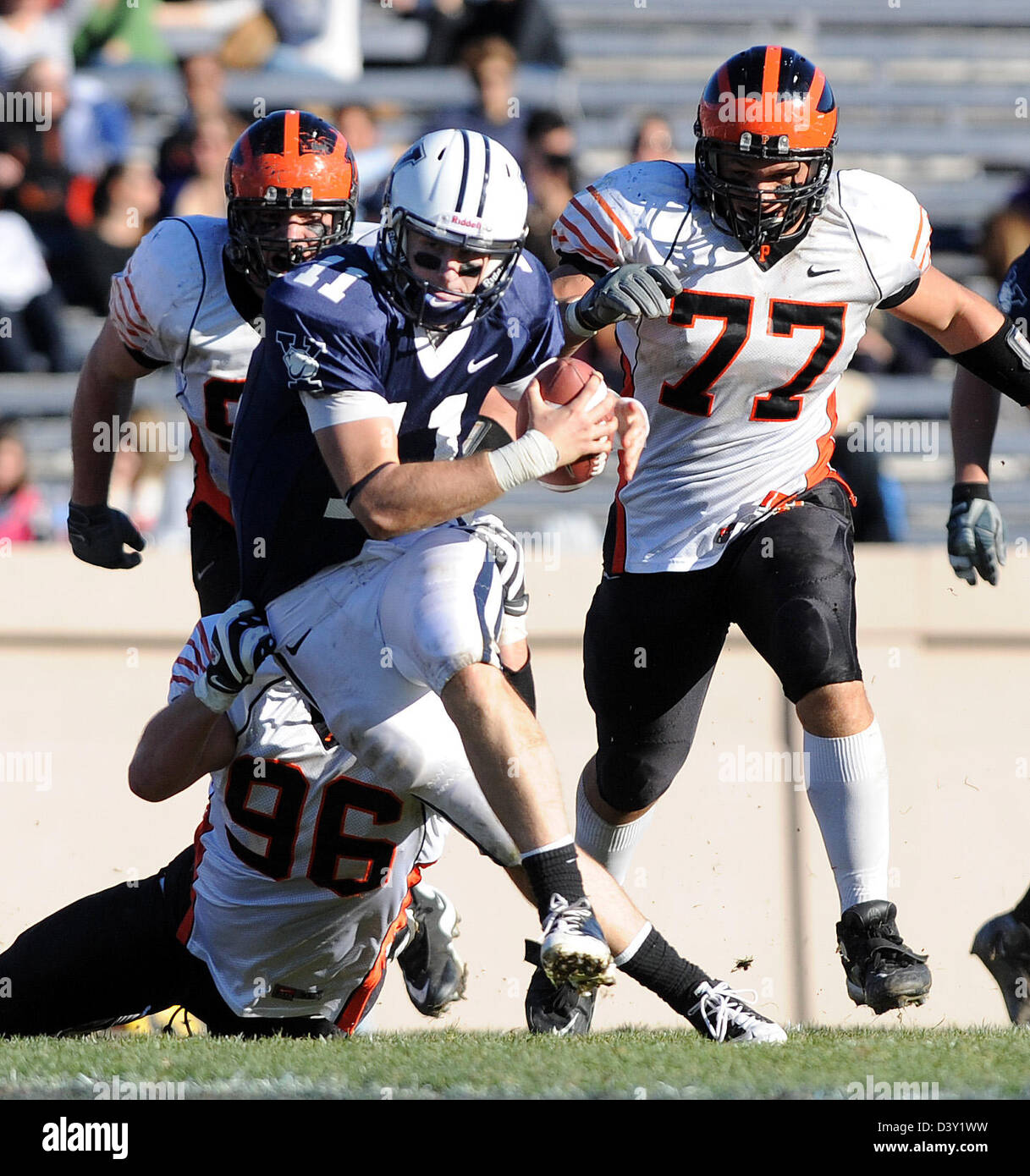 Yale-Fußball-Spiel Action gegen Princeton University Stockfoto